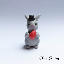 Kalapos nyuszi piros tojással 